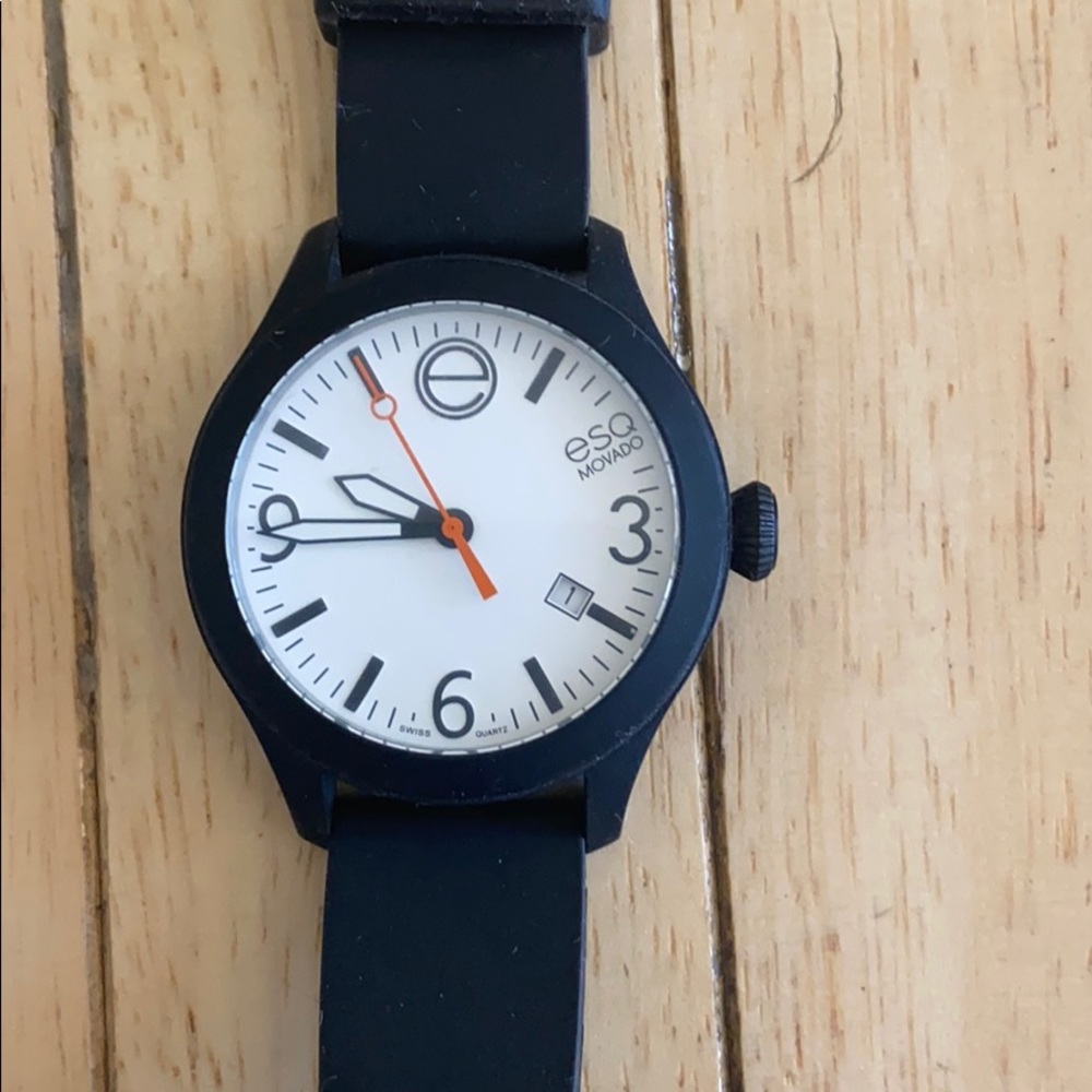 ESQ Movado watch - black with white face